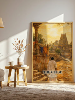 The Guide watercolour print in frame leaning in hallway – literary fiction wall art