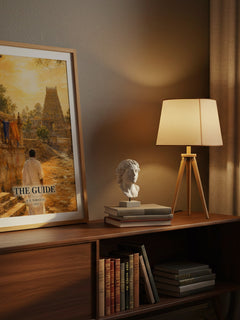 The Guide watercolour print on bookshelf – R. K. Narayan fan gift