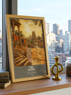 The Guide book cover poster colour and style options – R. K. Narayan book art