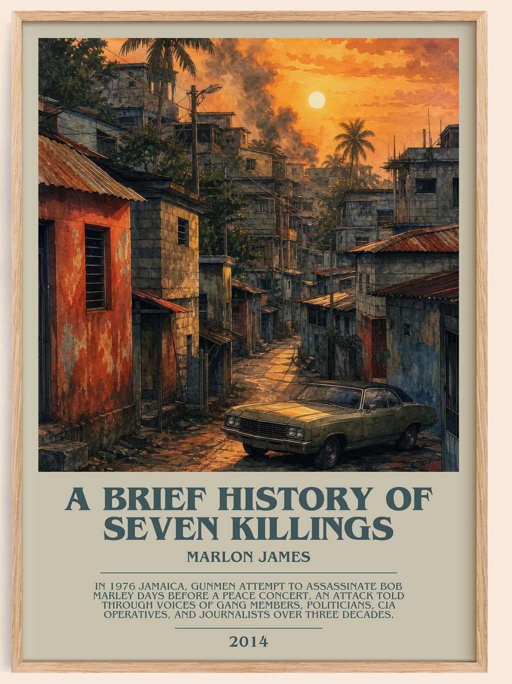 A Brief History of Seven Killings bookish book poster by Marlon James – framed literary art print