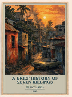 A Brief History of Seven Killings book cover book poster by Marlon James – framed literary art print