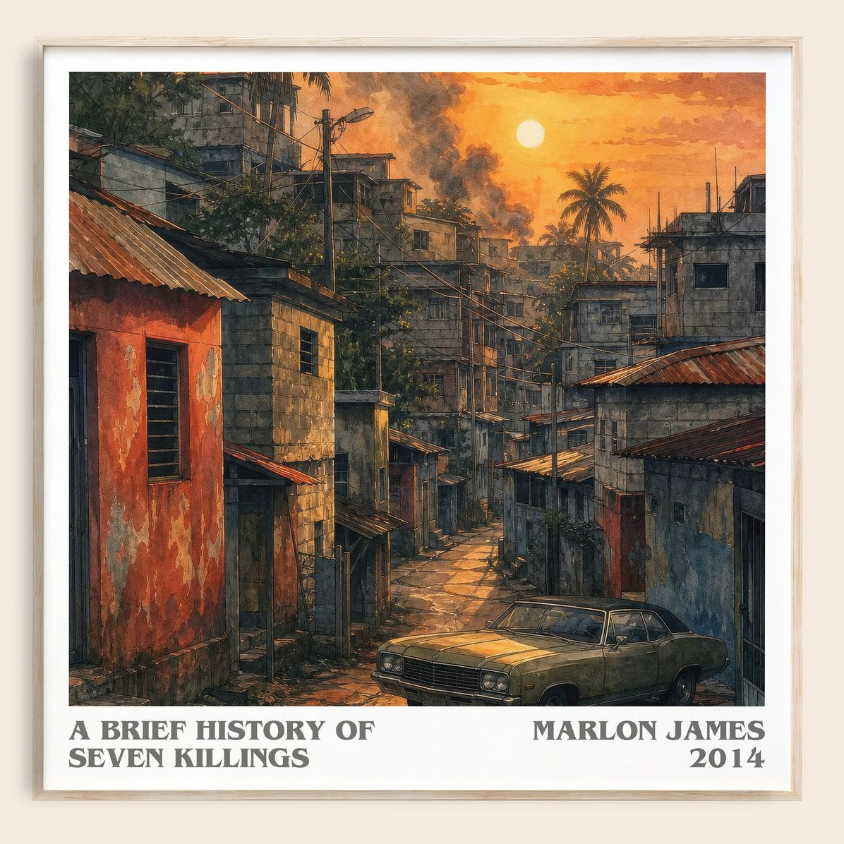 A Brief History of Seven Killings literary book poster by Marlon James – framed literary art print
