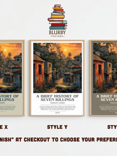 A Brief History of Seven Killings bookish print framed by window – literary home decor