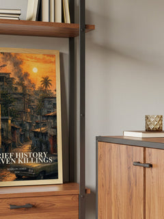 A Brief History of Seven Killings book watercolour illustration paper finish options – matte satin gloss