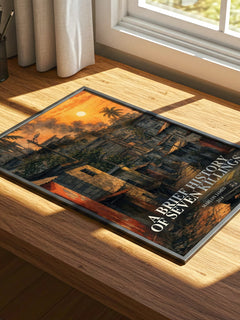 A Brief History of Seven Killings watercolour book poster framed on wall – literary fiction wall art