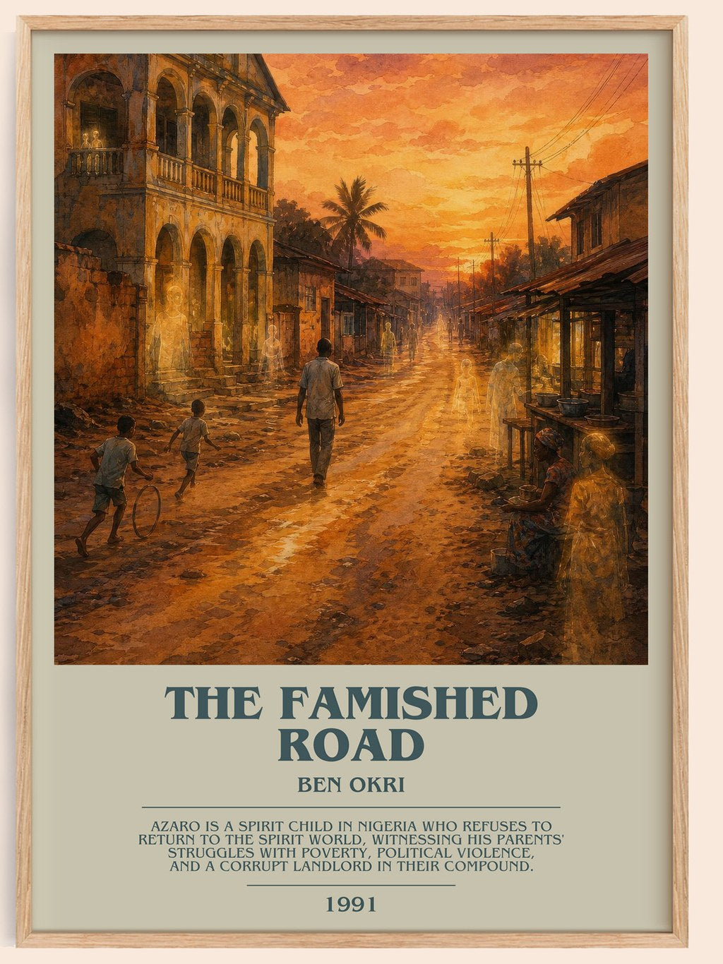 The Famished Road bookish book poster by Ben Okri – framed literary art print
