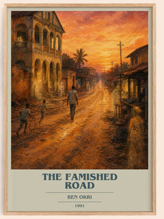 The Famished Road book cover book poster by Ben Okri – framed literary art print