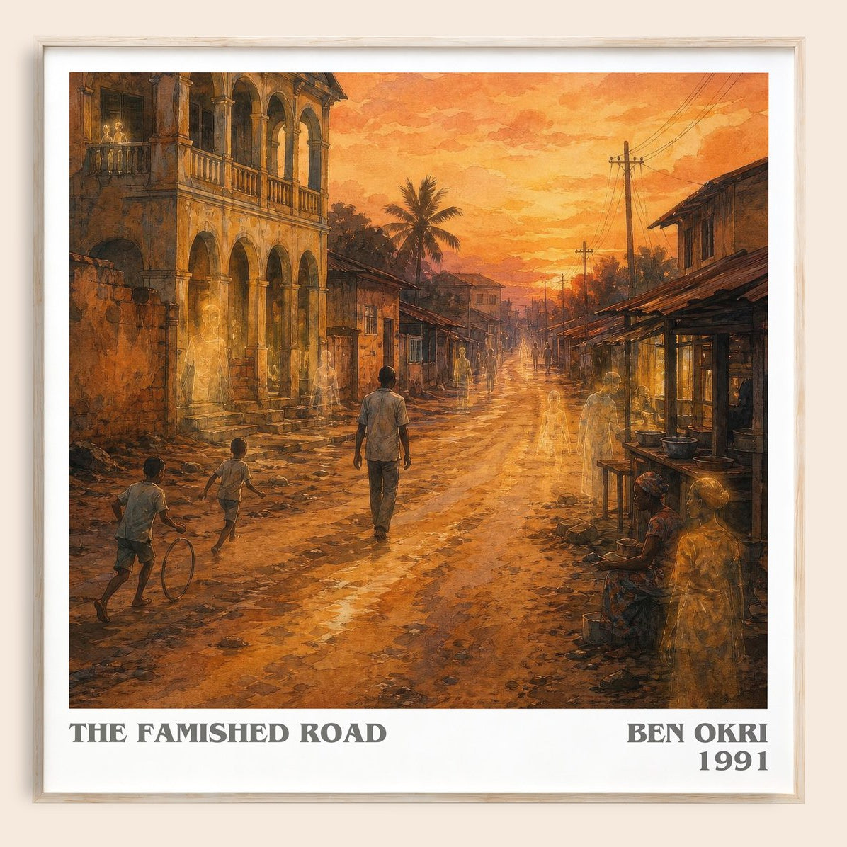 The Famished Road literary book poster by Ben Okri – framed literary art print