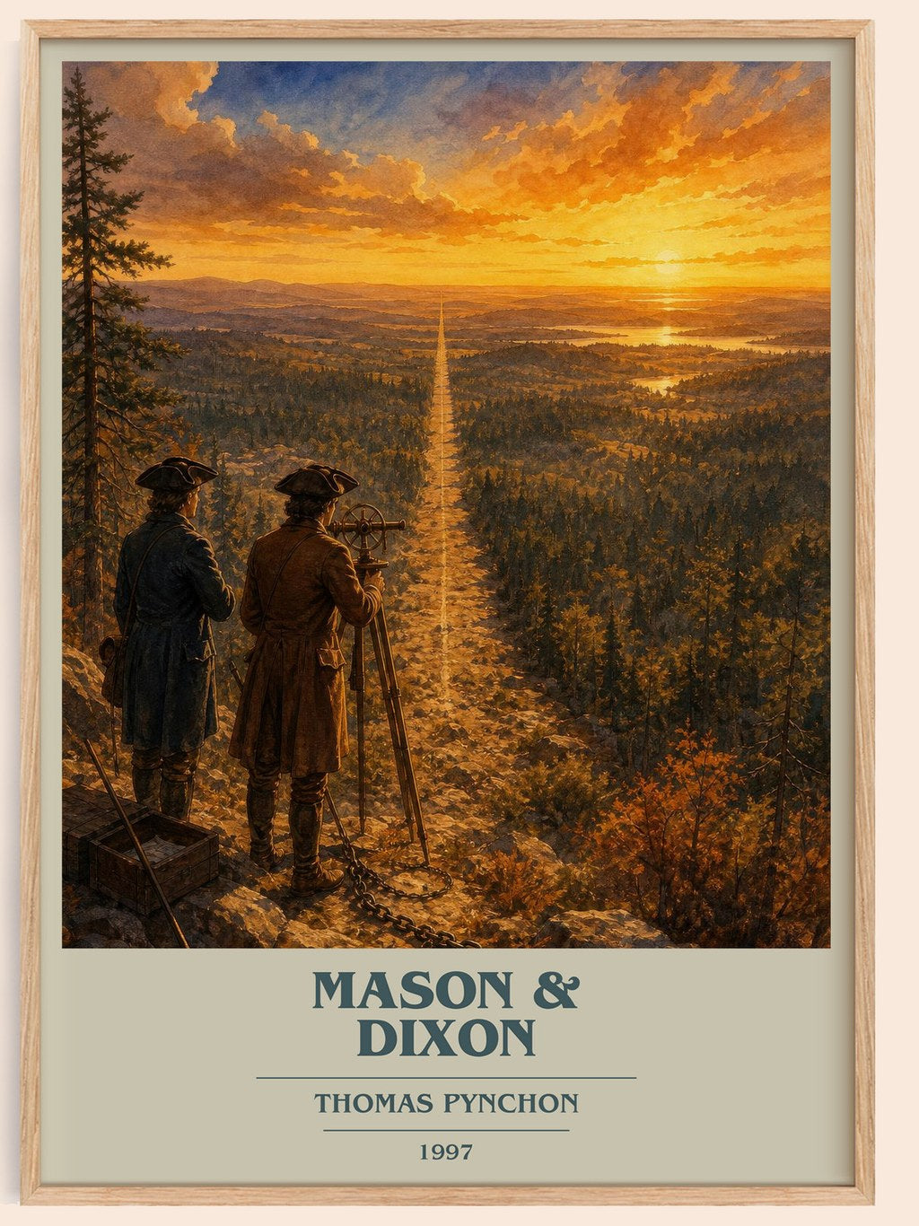 Mason & Dixon book cover book poster by Thomas Pynchon – framed literary art print