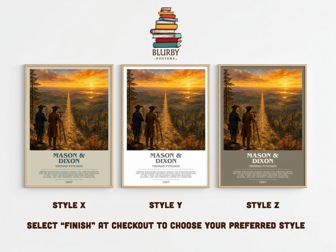 Mason & Dixon bookish print framed by window – literary home decor