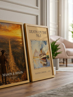 Mason & Dixon watercolour print framed by window – literary home decor