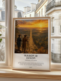 Mason & Dixon bookish print in frame leaning in hallway – literary fiction wall art