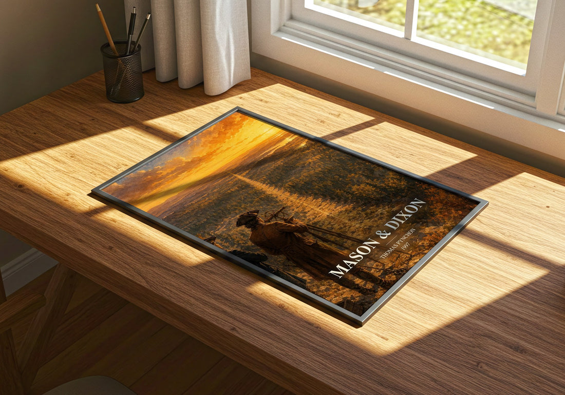 Mason & Dixon watercolour book poster framed on wall – literary fiction wall art