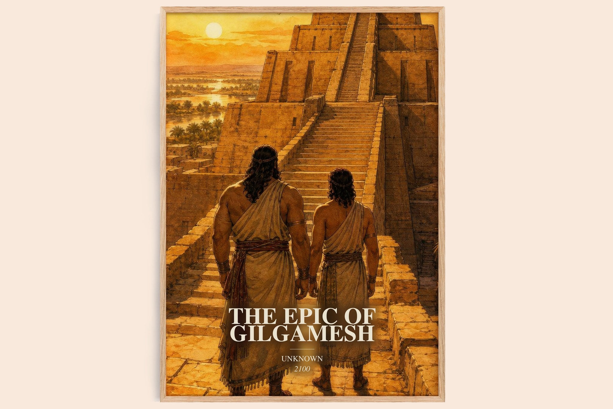 The Epic Of Gilgamesh Book Watercolour Illustration by Unknown