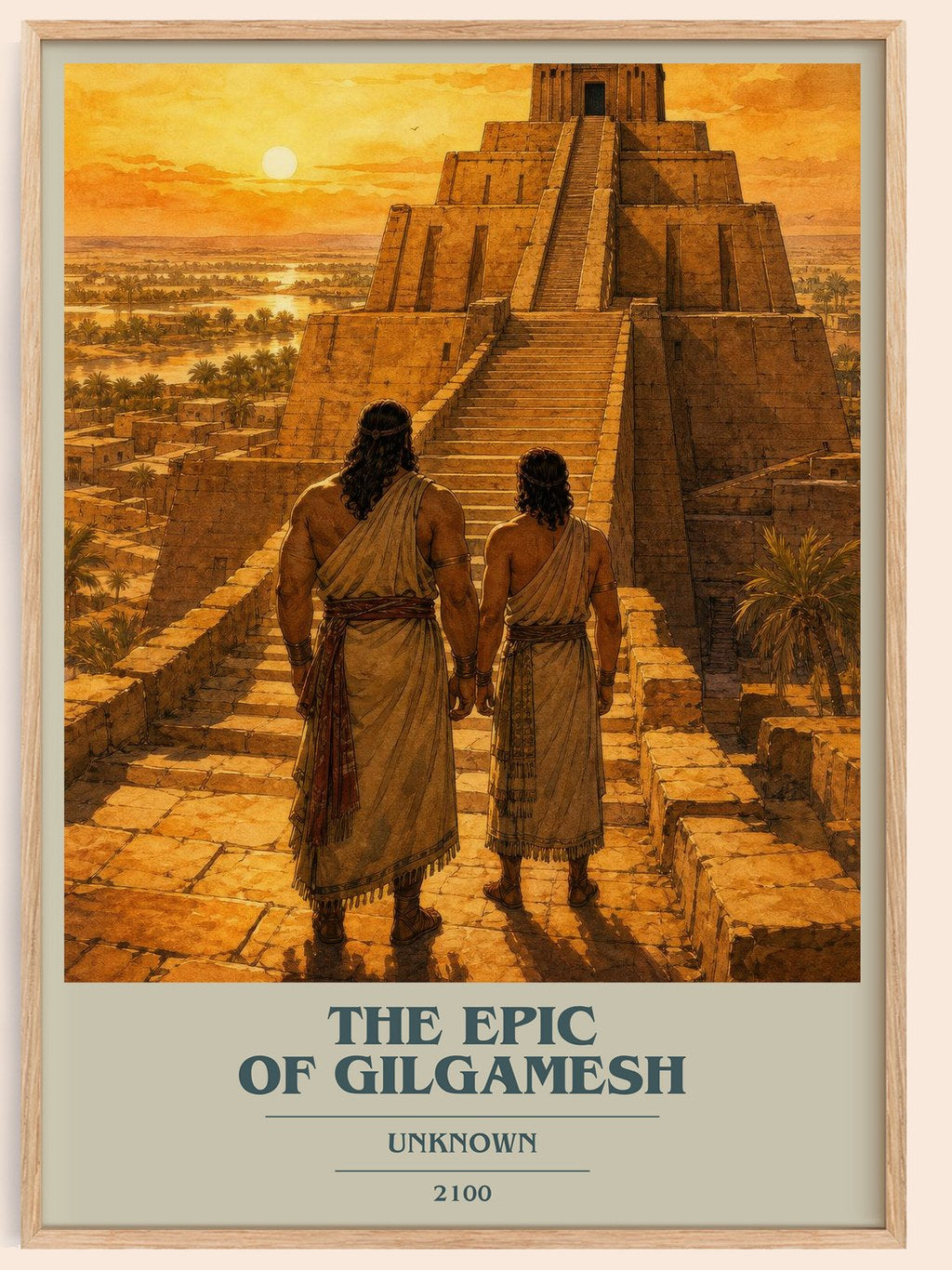 The Epic Of Gilgamesh book cover book poster by Unknown – framed literary art print