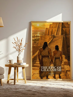 The Epic Of Gilgamesh watercolour print in frame leaning in hallway – __new__:mythology wall art