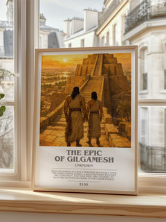 The Epic Of Gilgamesh bookish print in frame leaning in hallway – __new__:mythology wall art