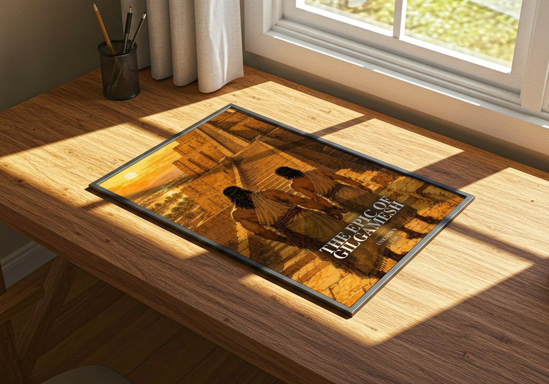 The Epic Of Gilgamesh watercolour book poster framed on wall – __new__:mythology wall art