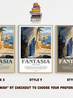 Fantasia bookish print framed by window – literary home decor