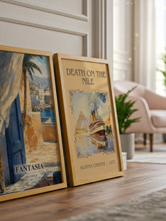 Fantasia watercolour print framed by window – literary home decor