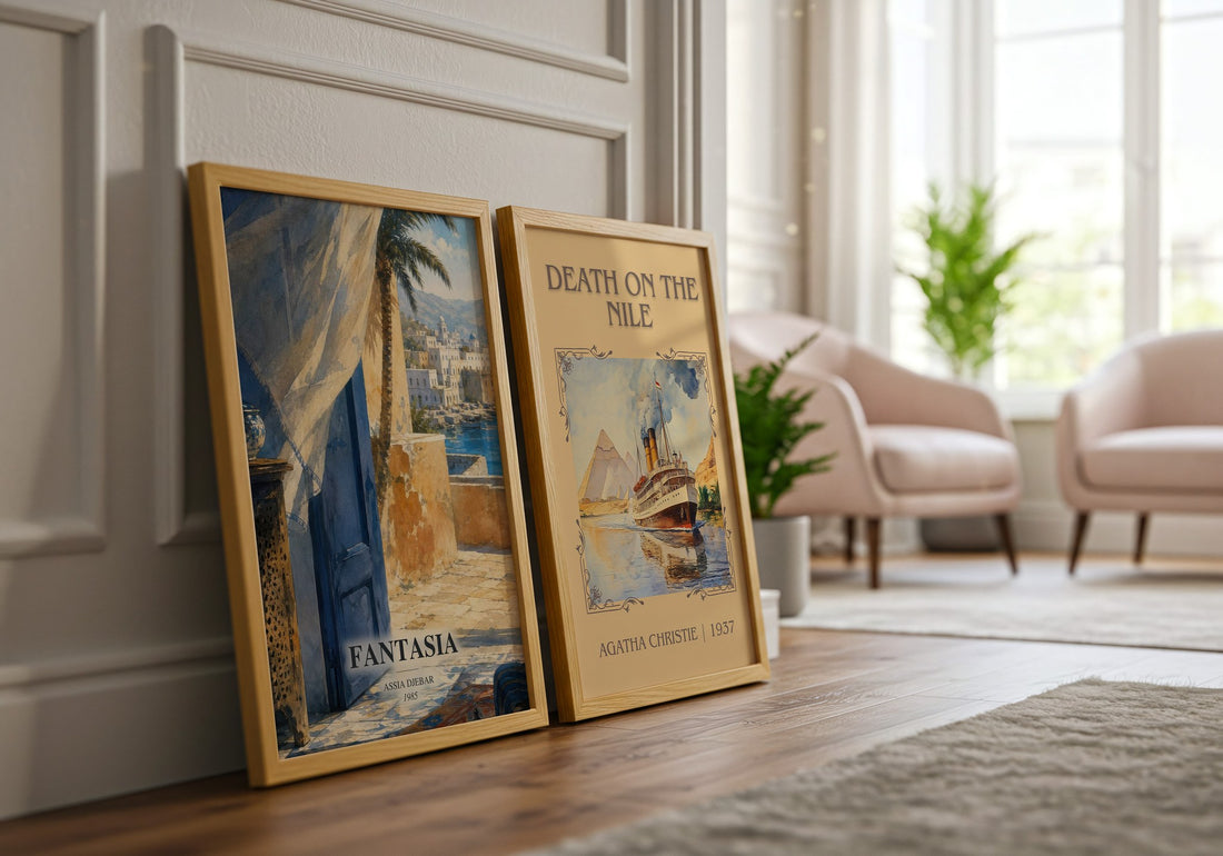 Fantasia watercolour print framed by window – literary home decor