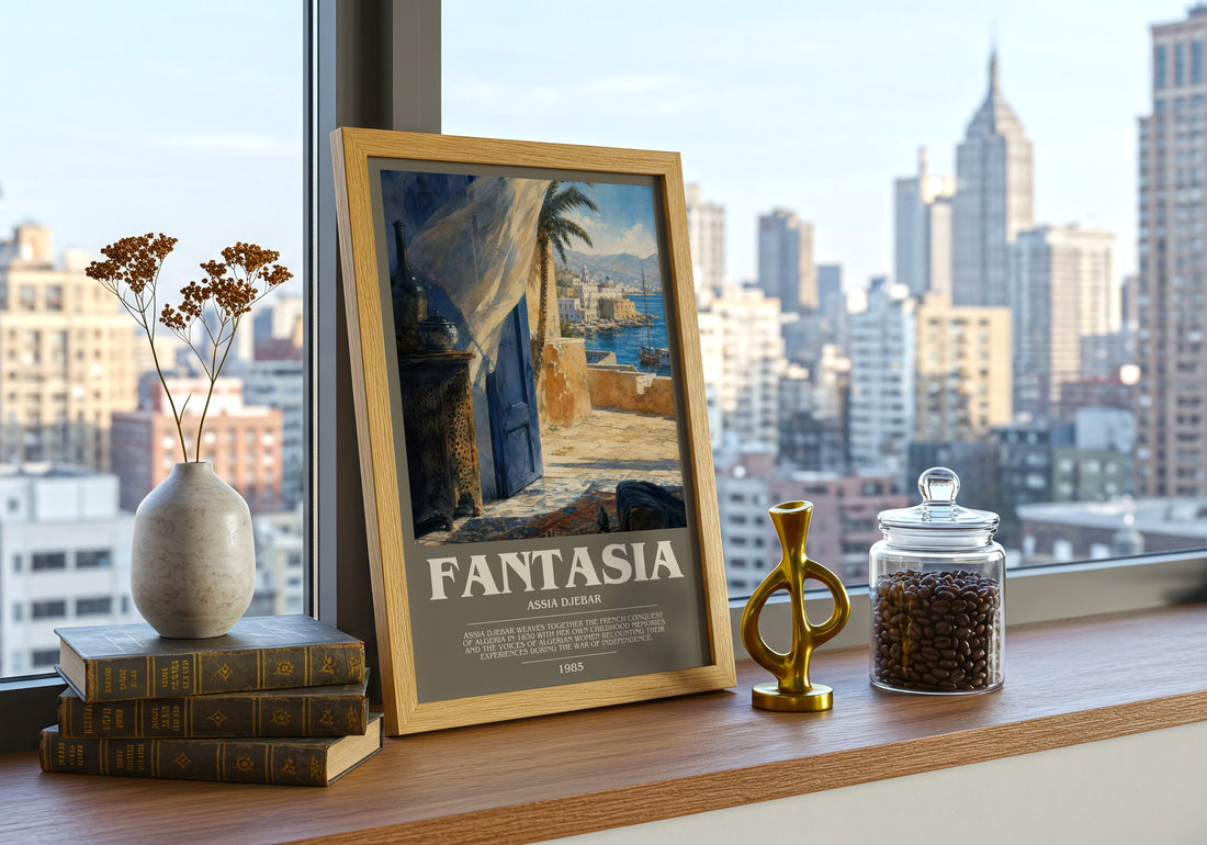 Fantasia bookish poster colour and style options – Assia Djebar book art
