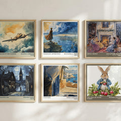 Fantasia literary print in frame leaning in hallway – literary fiction wall art