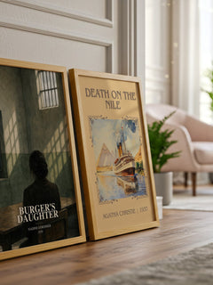 Burger's Daughter watercolour print framed by window – literary home decor