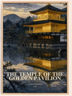 The Temple of the Golden Pavilion watercolour book poster by Yukio Mishima – framed literary art print