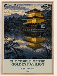The Temple of the Golden Pavilion book cover book poster by Yukio Mishima – framed literary art print