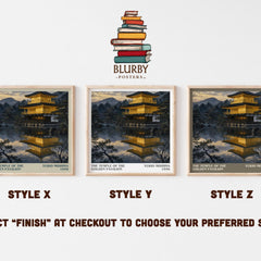 The Temple of the Golden Pavilion literary print framed by window – literary home decor