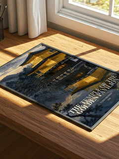 The Temple of the Golden Pavilion watercolour book poster framed on wall – literary fiction wall art