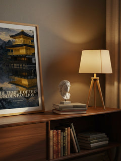 The Temple of the Golden Pavilion watercolour print on bookshelf – Yukio Mishima fan gift
