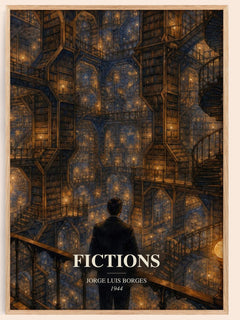 Fictions watercolour book poster by Jorge Luis Borges – framed literary art print