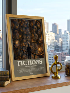 Fictions bookish poster colour and style options – Jorge Luis Borges book art