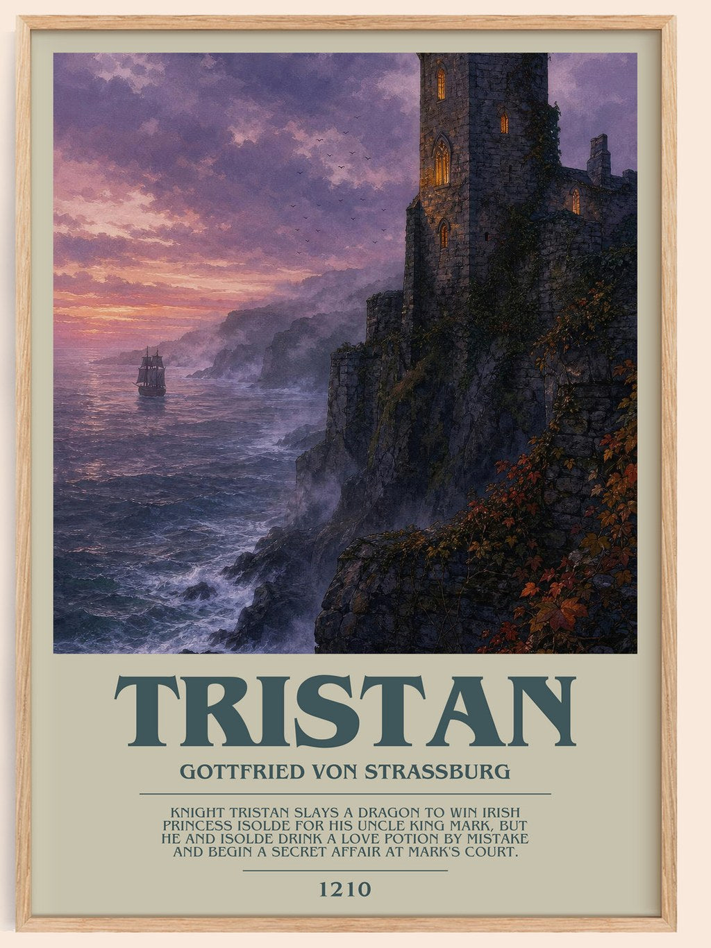 Tristan bookish book poster by Gottfried von Strassburg – framed literary art print