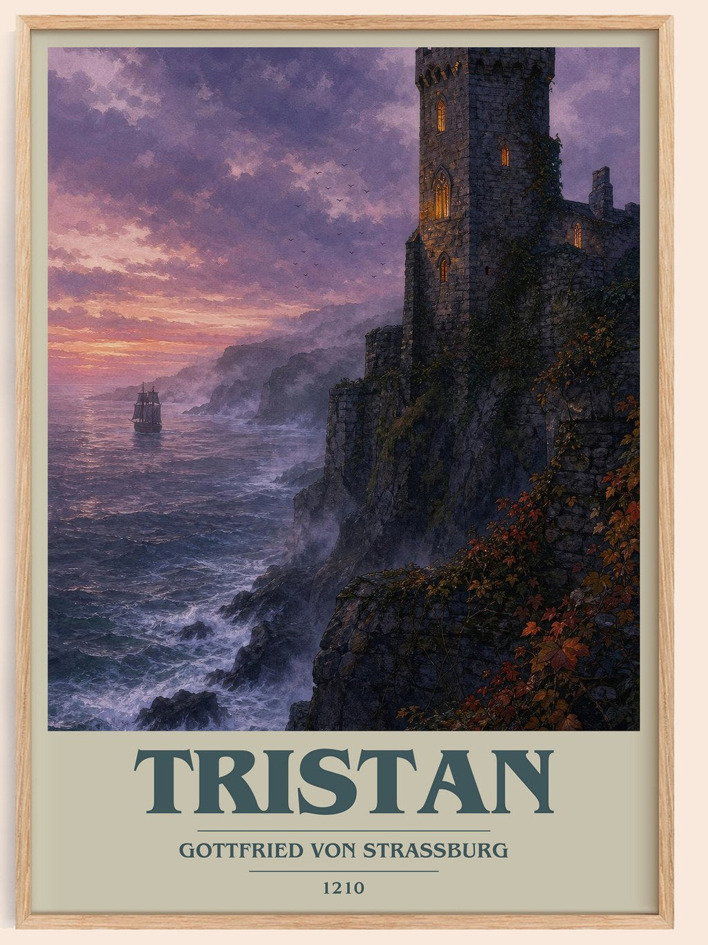 Tristan book cover book poster by Gottfried von Strassburg – framed literary art print