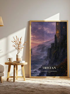 Tristan watercolour print in frame leaning in hallway – __new__:medieval romance wall art