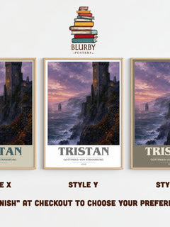 Tristan book cover print framed by window – literary home decor
