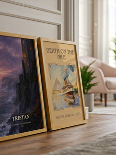 Tristan watercolour print framed by window – literary home decor