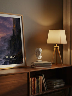 Tristan watercolour print on bookshelf – Gottfried von Strassburg fan gift