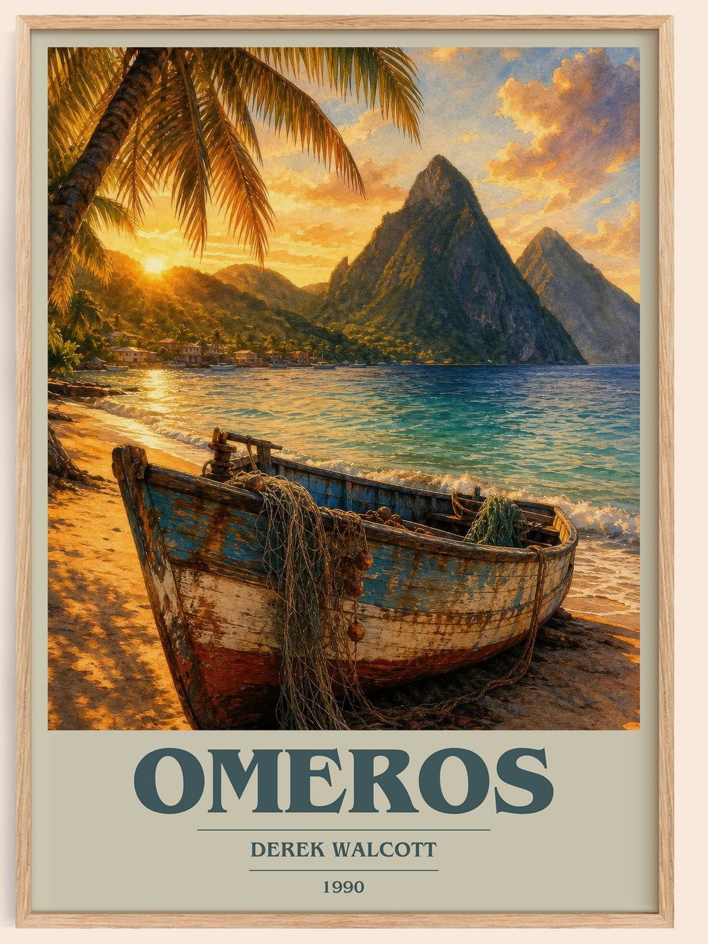 Omeros book cover book poster by Derek Walcott – framed literary art print