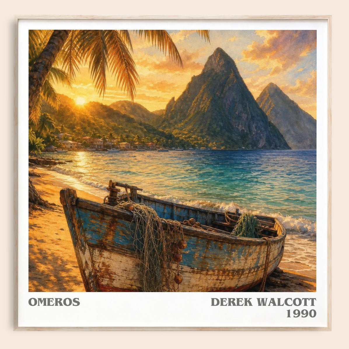 Omeros literary book poster by Derek Walcott – framed literary art print