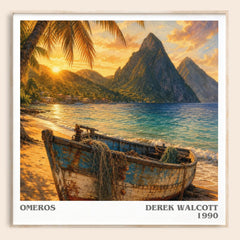 Omeros literary book poster by Derek Walcott – framed literary art print