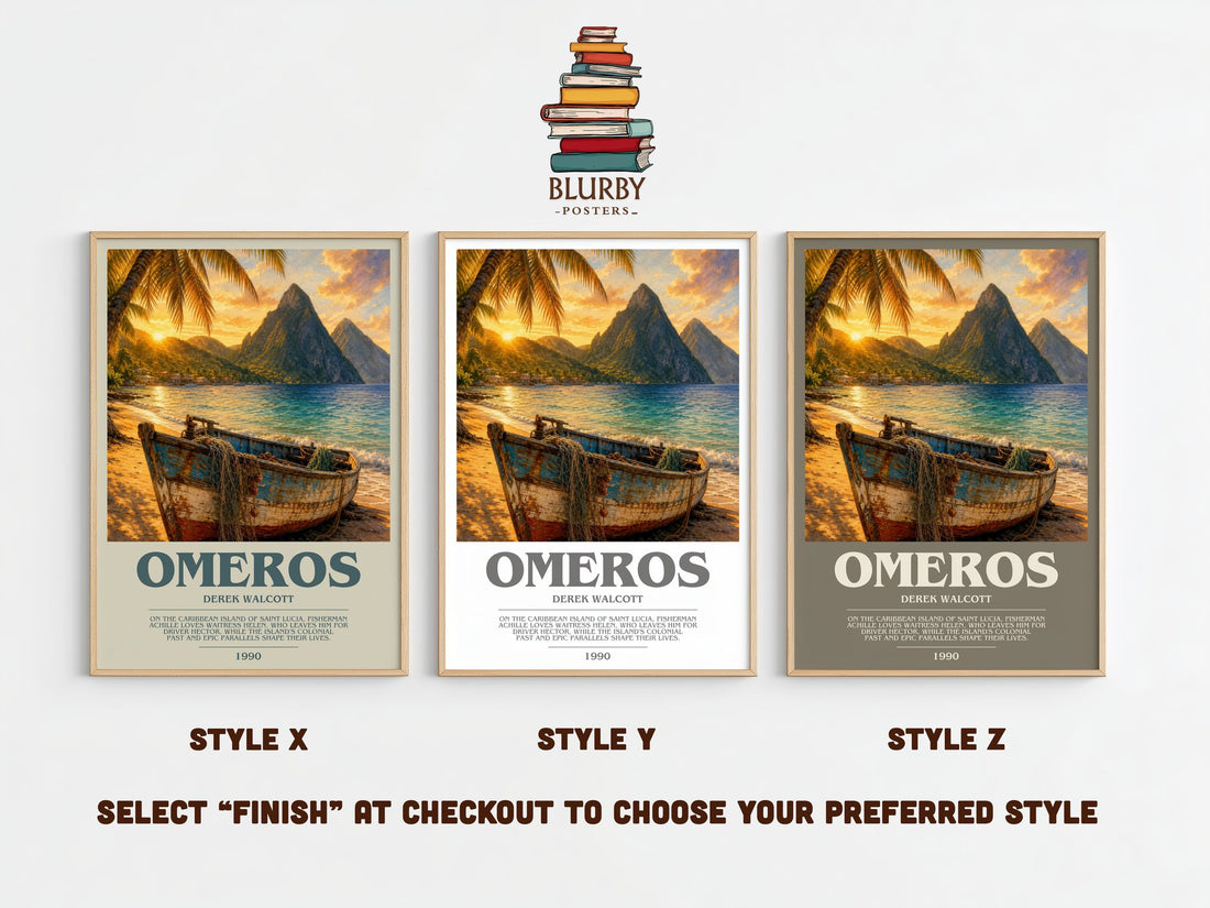Omeros bookish print framed by window – literary home decor