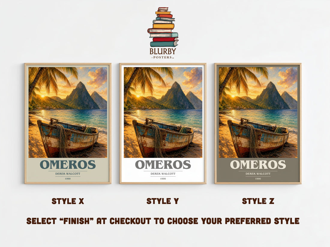 Omeros book cover print framed by window – literary home decor