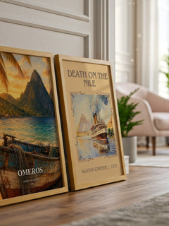 Omeros watercolour print framed by window – literary home decor