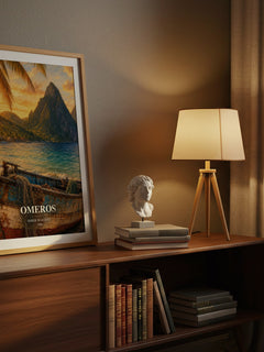 Omeros watercolour print on bookshelf – Derek Walcott fan gift