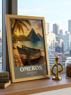Omeros book cover poster colour and style options – Derek Walcott book art