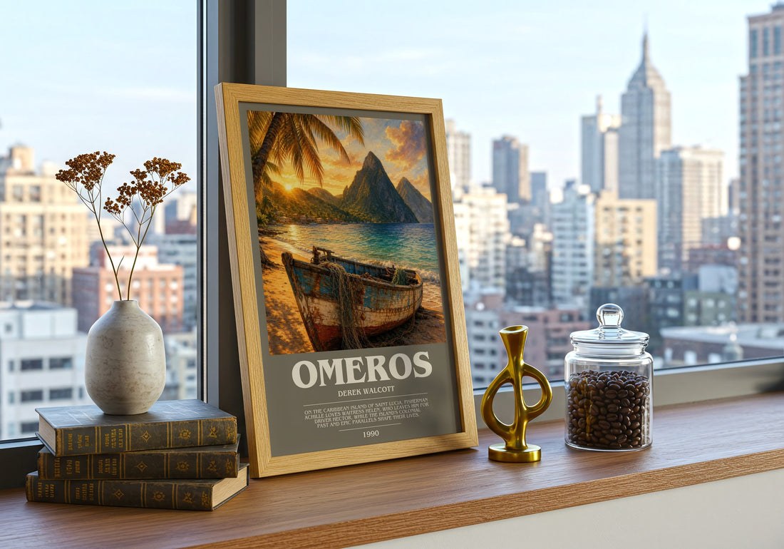 Omeros bookish poster colour and style options – Derek Walcott book art